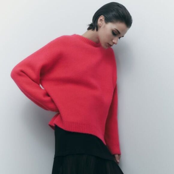 Zara Soft Knit Sweater Fuchsia New Barbiecore Barbie Core - Picture 2 of 9